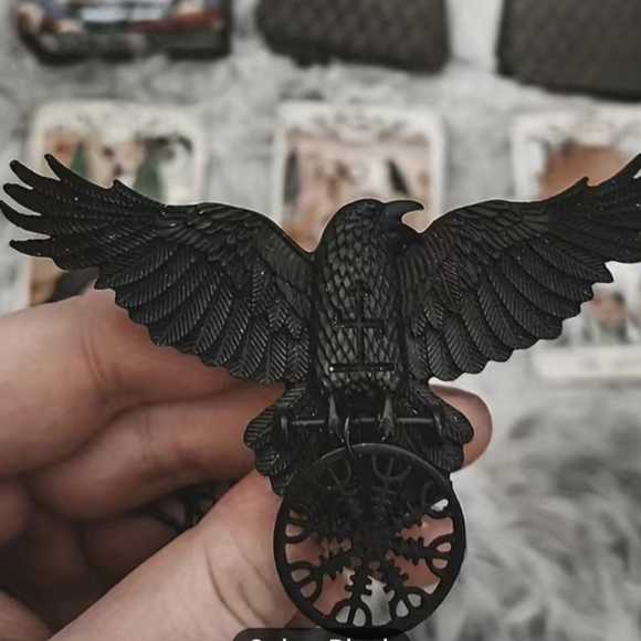 Black Metal Viking Raven hair clip - Picture 3 of 6